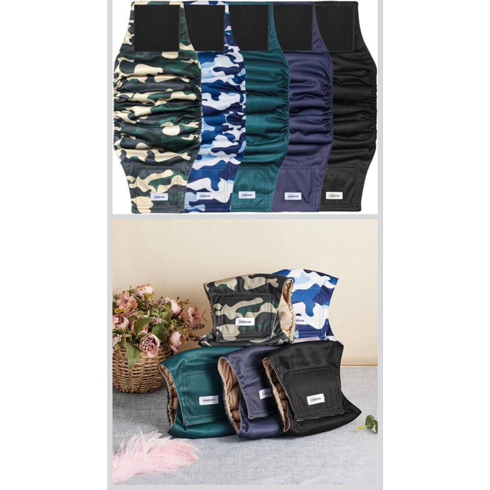 VUNCESSIN Male Dog Diapers Camouflage Green Blue New Pack of 5 XS